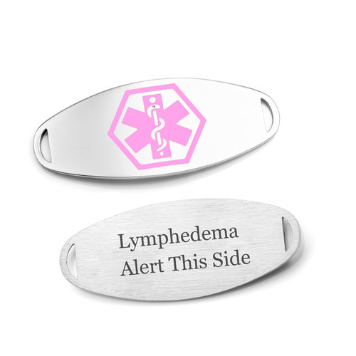 Lymphedema Alert Bracelet Tag w/ Pink Medical Symbol