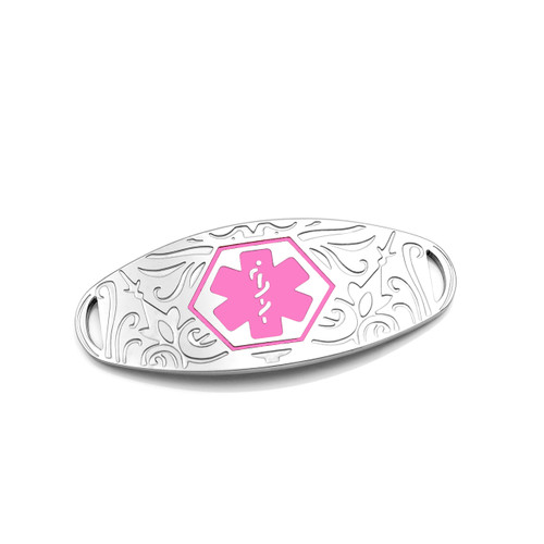 Dalia Pink Flower Custom Tag for Medical Bracelets