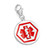 Round Sterling Silver Red Alert Medical Charm