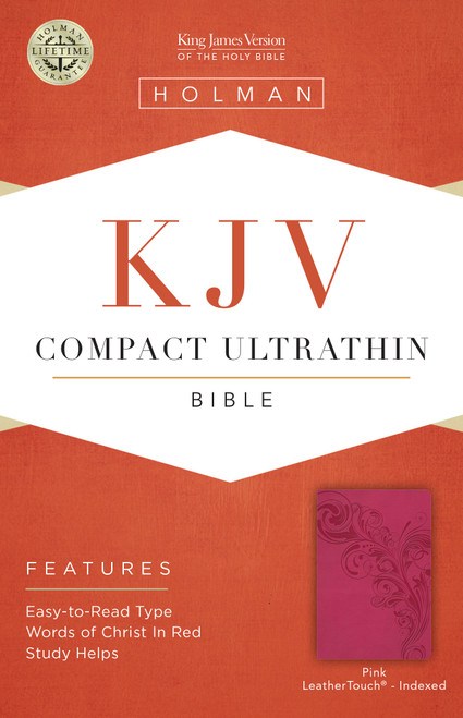 KJV Compact Ultrathin Bible, Pink Leathertouch, Indexed  Leather
