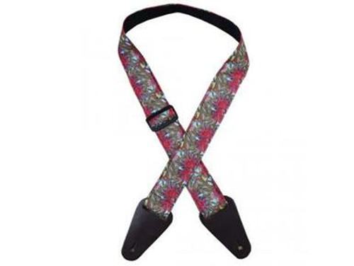 Aboriginal Art Guitar Strap Red Gum Flower