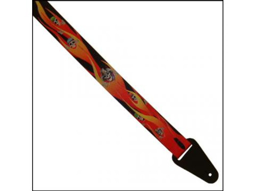 Colonial Leather Guitar Strap Printed Flames & Skulls
