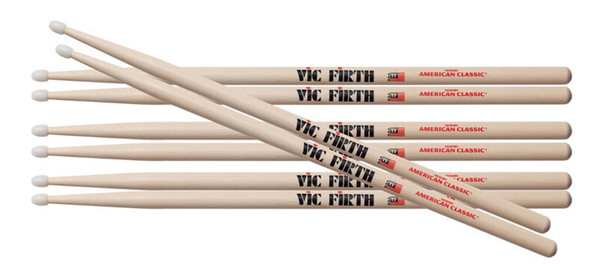 Vic Firth 5B Nylon Tip Drumsticks 3 Pack + 1 Free