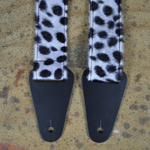 Black & White Dalmation Faux Fur Guitar Strap