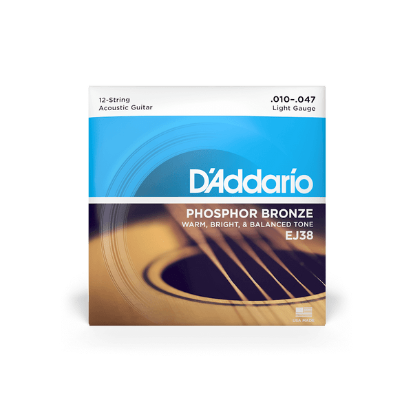 Daddario EJ38 Phosphor Bronze 12 String Acoustic Guitar Light 10-47