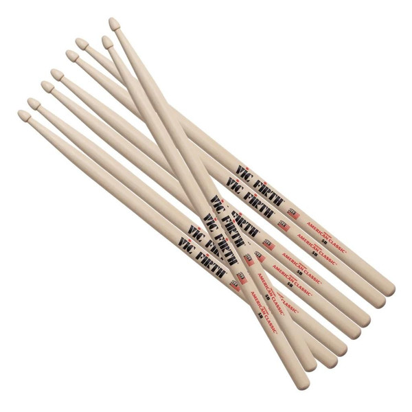 Vic Firth 5A Wood Tip Drumsticks 3 Pack + 1 Free