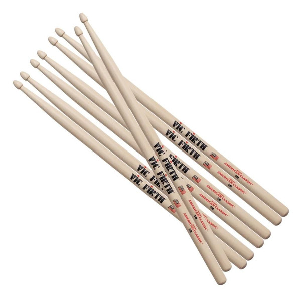 Vic Firth 5B Wood Tip Drumsticks 3 Pack + 1 Free
