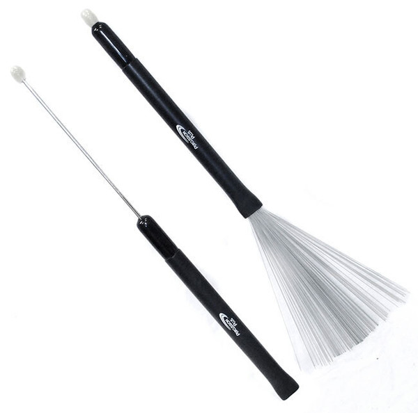 Percussion Plus Retractable Wire Drum Brushes with Nylon Tip Stick Ends