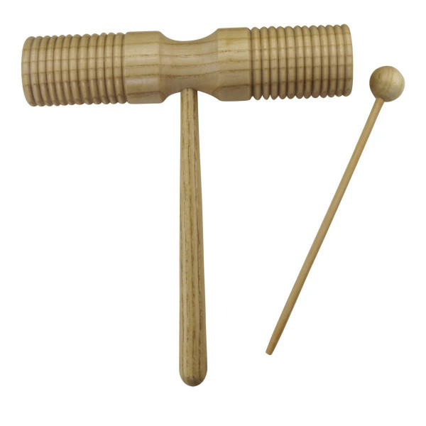 Tone Block Guiro Double Ended With Handle & Mallet