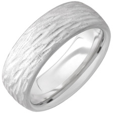 Serinium-Domed-with-Bark-Design-Hand-Finish-Wedding-Band-Side-View1