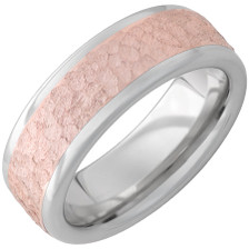 Serinium-Hammered-Design-8mm-with-5mm-14K-Rose-Gold-Center-Inlay-Wedding-Band-Side-View1 Serinium-Hammered-Design-8mm-with-5mm-14K-Rose-Gold-Center-Inlay-Wedding-Band-Side-View1