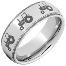 Serinium-Domed-8mm-Milgrain-Edges-Farm-Tractor-Laser-Engraving-Wedding-Band-Side-View1 Serinium-Domed-8mm-Milgrain-Edges-Farm-Tractor-Laser-Engraving-Wedding-Band-Side-View1
