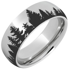 Serinium-Domed-8mm-Outdoors-Nature-Scene-Pine-and-Spruce-Trees-Laser-Engraving-Wedding-Band-Side-View1
