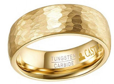 Hammered-Dome-Brushed-Finish-Comfort-Fit-Gold-Tungsten-Wedding-Band-Horizontal-View4 Hammered-Dome-Brushed-Finish-Comfort-Fit-Gold-Tungsten-Wedding-Band-Horizontal-View4