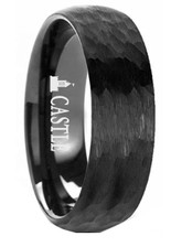 Mayfield-Hammered-Dome-Brushed-Finish-Comfort-Fit-Black-Tungsten-Wedding-Band-Side-View3 Mayfield-Hammered-Dome-Brushed-Finish-Comfort-Fit-Black-Tungsten-Wedding-Band-Side-View3