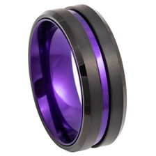 Black-Tungsten-with-Grooved-Center-and-Purple-Center-and-Inside-8mm-Wedding-Band-Side-View1 Black-Tungsten-with-Grooved-Center-and-Purple-Center-and-Inside-8mm-Wedding-Band-Side-View1