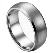 Tungsten-Ring-Brushed-Center-with-Low-Beveled-Edge-8mm-Wide-Wedding-Band-Full-View
