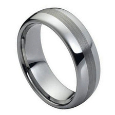Tungsten-Domed-Ring-with-Brushed-Center-and-Polished-Edges-8mm-Wedding-Band-Full-View Tungsten-Domed-Ring-with-Brushed-Center-and-Polished-Edges-8mm-Wedding-Band-Full-View
