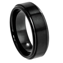Black-Tungsten-Brushed-Flat-Center-Polished-Stepdown-Edges-6mm-or-8mm-Wedding-Band-Full-View-1 Black-Tungsten-Brushed-Flat-Center-Polished-Stepdown-Edges-6mm-or-8mm-Wedding-Band-Full-View-1