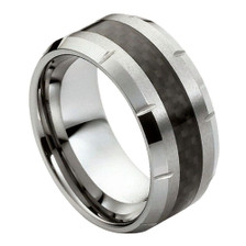 Tungsten-Ring-with-Woven-Black-Carbon-Fiber-Inlay-Beveled-Edges-10mm-Wide-Wedding-Band-Full-View-1 Tungsten-Ring-with-Woven-Black-Carbon-Fiber-Inlay-Beveled-Edges-10mm-Wide-Wedding-Band-Full-View-1