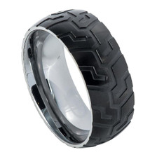 Tungsten-Ring-with-Black-Tire-Tread-Raised-Design-9mm-Wedding-Band-Full-View-1 Tungsten-Ring-with-Black-Tire-Tread-Raised-Design-9mm-Wedding-Band-Full-View-1
