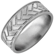 Titanium-Comfort-Fit-8mm-with-Chevron-Woven-Design-with-Polished-Finish-Wedding-Band-Full-View