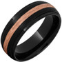 Black-Diamond-Ceramic-Domed-Grooved-Edges-14K-Rose-Gold-Center-Inlay-in-Bark-Finish-and-Stone-Finished-Black-Ceramic-Wedding-Side-View1