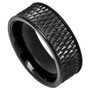 Black-Tungsten-Ring-Parallelogram-Design-Textured-9mm-Wedding-Band-Full-View-1