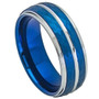 Tungsten-Ring-with-Blue-Hammered-Finish-and-Center-Groove-8mm-Wedding-Band-Full-View-1