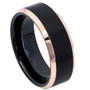 Black-Tungsten-Ring-with-Rose-Gold-Beveled-Edges-4mm-6mm-or-8mm-Wedding-Band-Full-View-1