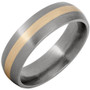 Titanium-Dome-Shape-Comfort-Fit-with-14K-Yellow-Gold-Center-Inlay-with-Satin-Finish-Wedding-Band-Full-View