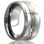 Beveled-Edge-Tungsten-6mm-Comfort-Fit-with-3mm-Mokume-Gane-Inlay-of-Sterling-Silver-and-Shakudo-Wedding-Band-Full-View