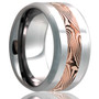 Beveled-Edge-Tungsten-6mm-or-8mm-Comfort-Fit-with-3mm-Mokume-Gane-Inlay-of-14K-Rose-Gold-and-Shakudo-Wedding-Band-Full-View