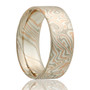 Handcrafted-Dome-Top-6mm-7mm-8mm-Comfort-Fit-14K-White-Gold-and-Sterling-Silver-Mokume-Gane-Wedding-Band-Full-View