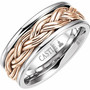 14K-White-and-Rose-Two-tone-Gold-Woven-Deisgn-8mm-Width-Wedding-Band-Side-View