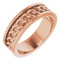 Yellow-White-or-Rose-Gold-Raised-Chain-Link-Design-6mm-Width-Wedding-Band-Side-View5