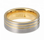 Matte-Finish-Two-tone-Double-Offset-Grooves-8mm-Flat-Gold-Comfort-Fit-Tungsten-Wedding-Band-Horizontal-View
