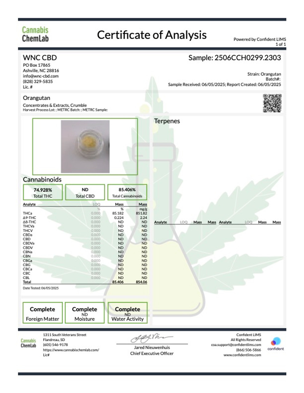 Orangutan Sugar THCa Crumble – 76.34% | High-Terpene Extract