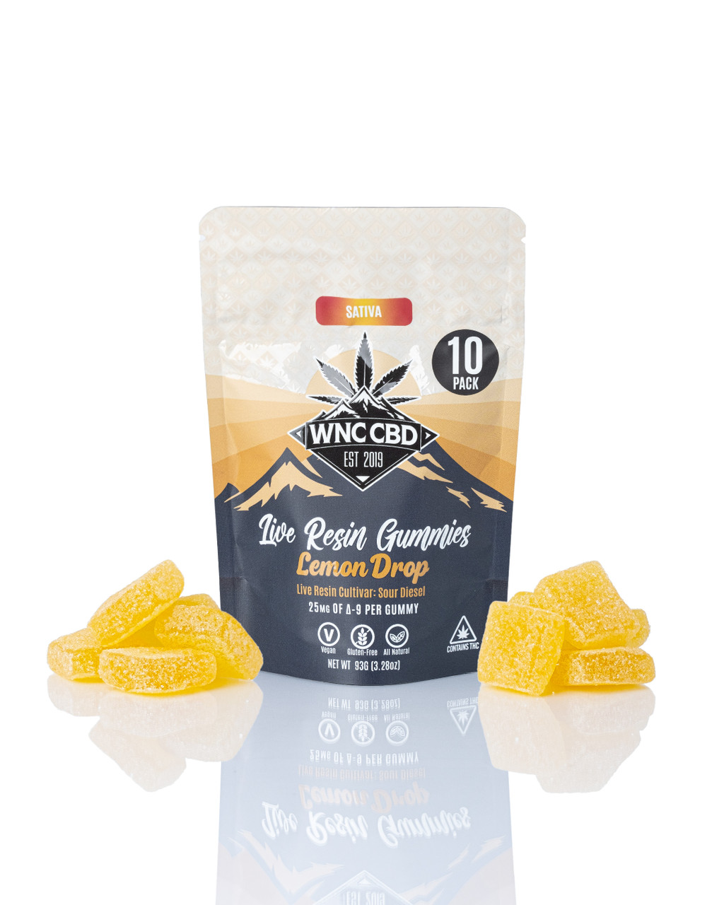 Lemon Drop Delta-9 Live Resin Gummies – 25mg Sour Diesel | WNC CBD