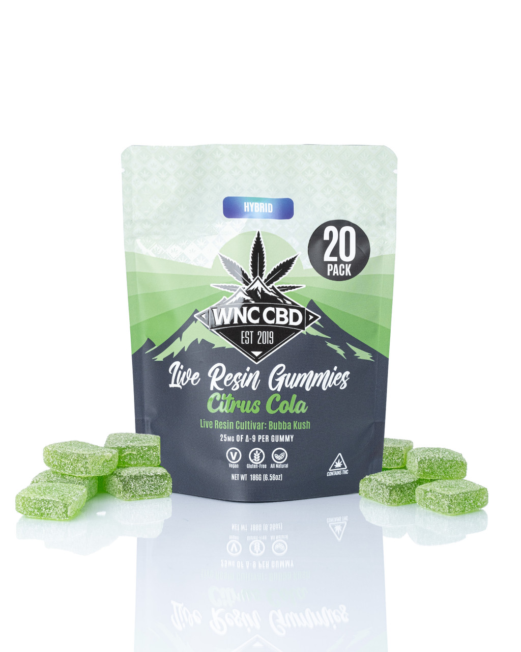 Citrus Cola Delta-9 Live Resin Gummies – 25mg Bubba Kush | WNC CBD