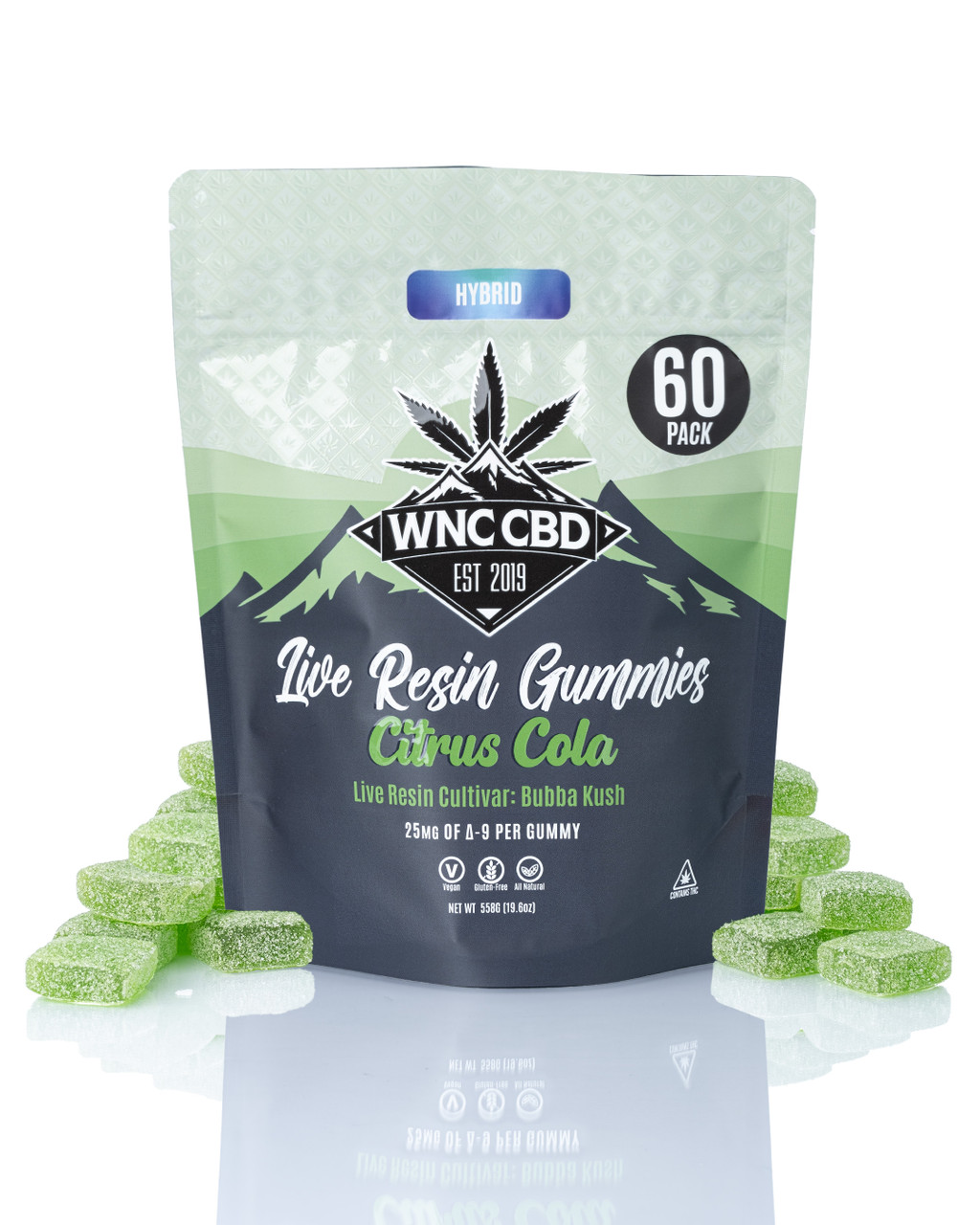 Citrus Cola Delta-9 Live Resin Gummies – 25mg Bubba Kush | WNC CBD