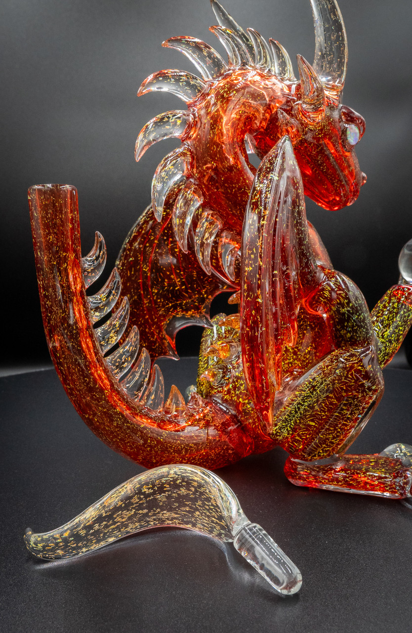 Red/Gold Mini Dragon Pipe – Scoz Glass Art | WNC CBD