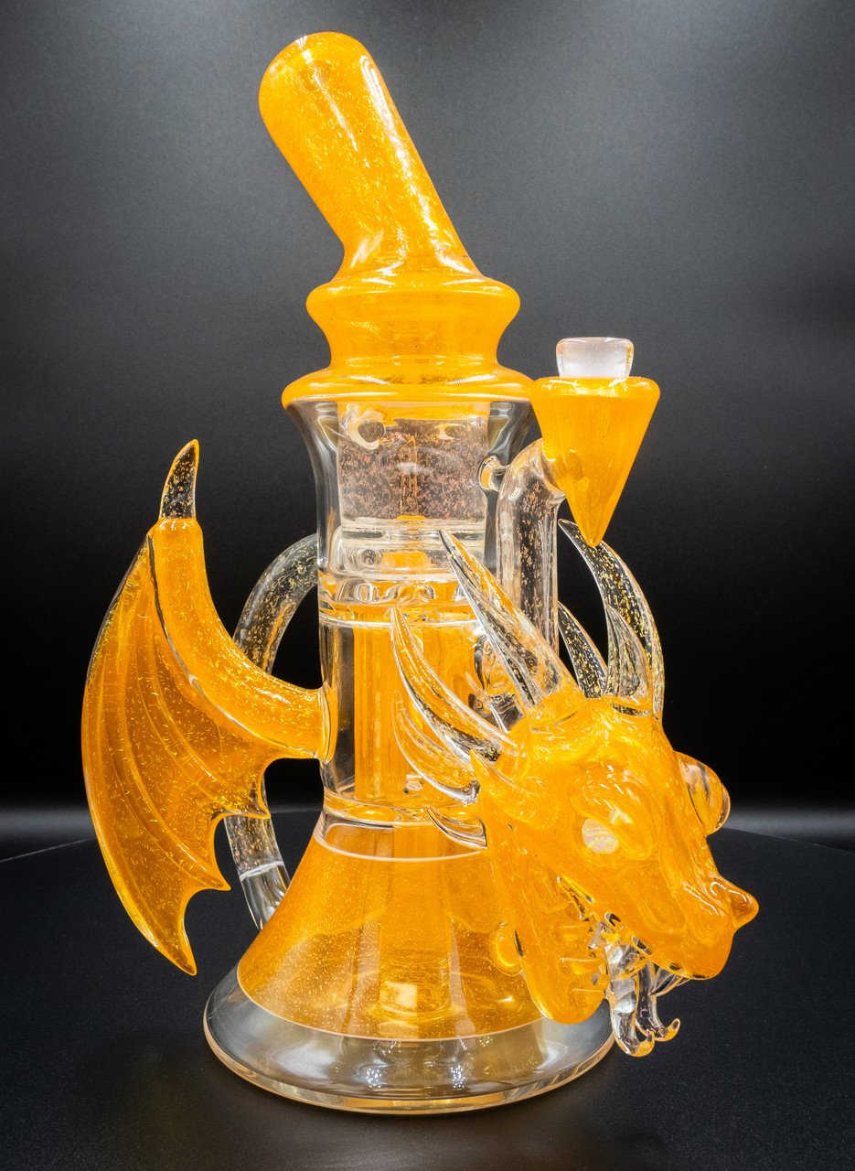 Xodas ゴブレット Goblet ボロシリケイトガラス Fire Horse Golden Dragon Pillar – Glass Art by Scoz & SubliminalSubliminal