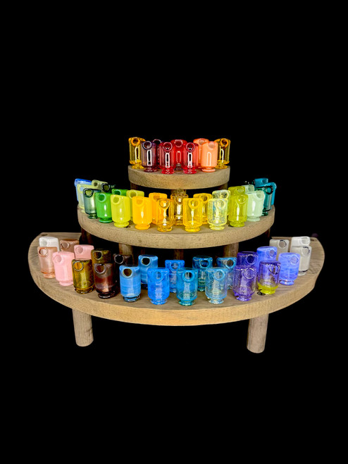 Kismet Glass Puffco Pivot toppers with spinner tip and pearls in various colors