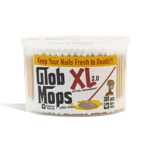 Glob Mops XL 2.0 cotton mops in a round plastic container, 300 pieces, extra absorbent.