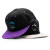 WNC World Needs Cannabis snapback hat pictured in black with color logo and purple bill, and black with grey logo and grey bill
