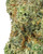 Close up of a dense, spade-shaped Crazy Runtz cannabis bud featuring neon green and deep green leaves, bright orange hairs, and a heavy frost of crystalline trichomes