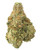 A Hash Burger x Too Much Lime cannabis bud with light forest green leaves, bright amber pistils, and covered in crystalline trichomes
