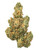A dense Jack Herer cannabis bud displaying olive green leaves, burnt orange pistils, and a heavy frost of crystalline trichomes