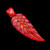 JDZ Red Dichro Leaf Pendant, vibrant red glass with shimmering textures, leaf-shaped accessory on black background.